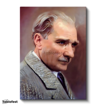 Dikey Kanvas Tablo Atatürk Kürk Yakalı Atatürk Tablosu Ev Ofis Duvar Dekoru