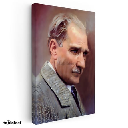 Dikey Kanvas Tablo Atatürk Kürk Yakalı Atatürk Tablosu Ev Ofis Duvar Dekoru