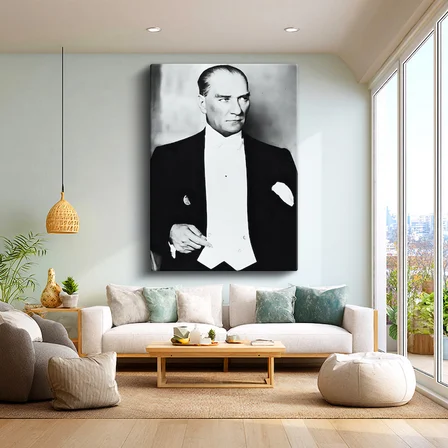 Dikey Kanvas Tablo Atatürk Frak Giyim Atatürk Tablosu Ev Ofis Duvar Dekoru