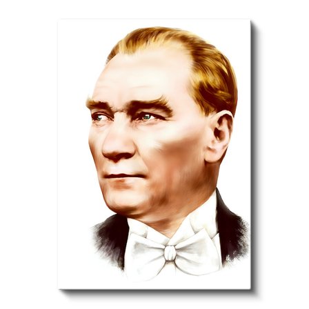 Dikey Kanvas Tablo Atatürk Papyonlu Çizim Atatürk Tablosu Ev Ofis Duvar Dekoru