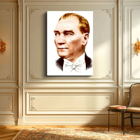Dikey Kanvas Tablo Atatürk Papyonlu Çizim Atatürk Tablosu Ev Ofis Duvar Dekoru