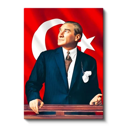 Dikey Kanvas Tablo Atatürk Ufka Bakış Atatürk Tablosu Ev Ofis Duvar Dekoru