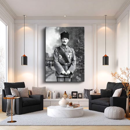 Dikey Kanvas Tablo Atatürk Madalyalı Mareşal Atatürk Tablosu Ev Ofis Duvar Dekoru