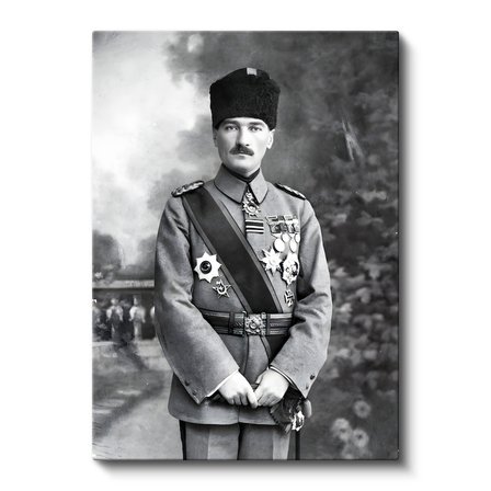 Dikey Kanvas Tablo Atatürk Madalyalı Mareşal Atatürk Tablosu Ev Ofis Duvar Dekoru