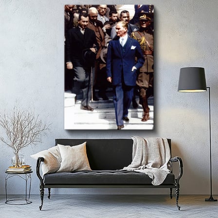 Dikey Kanvas Tablo Atatürk Resmi Heyet Atatürk Tablosu Ev Ofis Duvar Dekoru