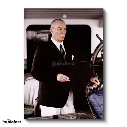 Dikey Kanvas Tablo Atatürk Gemi Güvertesi Atatürk Tablosu Ev Ofis Duvar Dekoru