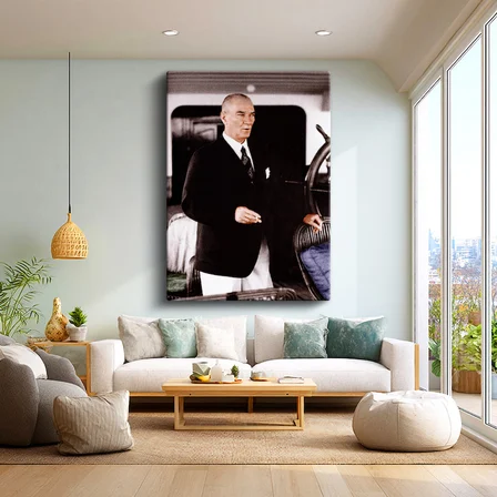 Dikey Kanvas Tablo Atatürk Gemi Güvertesi Atatürk Tablosu Ev Ofis Duvar Dekoru