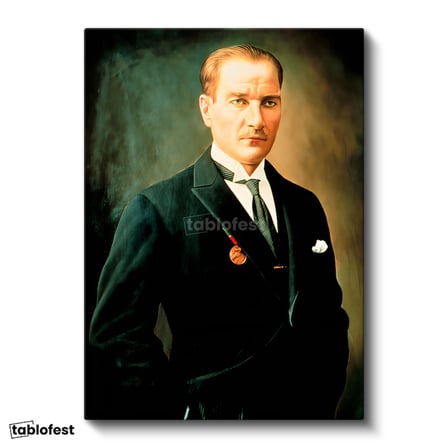 Dikey Kanvas Tablo Atatürk Madalyalı Duruş Atatürk Tablosu Ev Ofis Duvar Dekoru