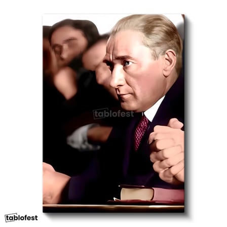 Dikey Kanvas Tablo Atatürk Meclis Sırası Duruşu Atatürk Tablosu Ev Ofis Duvar Dekoru