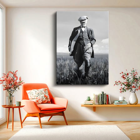 Dikey Kanvas Tablo Atatürk Kasketli Tarla Pozu Atatürk Tablosu Ev Ofis Duvar Dekoru