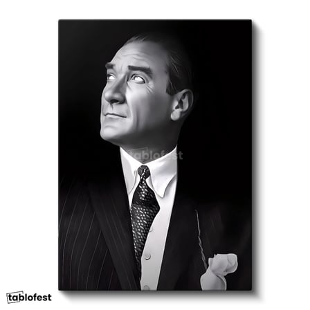 Dikey Kanvas Tablo Atatürk Desenli Kravat Atatürk Tablosu Ev Ofis Duvar Dekoru
