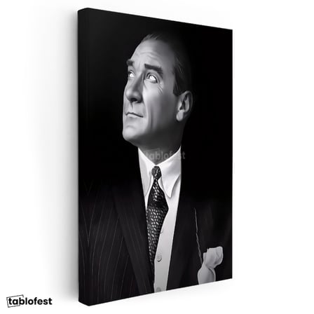 Dikey Kanvas Tablo Atatürk Desenli Kravat Atatürk Tablosu Ev Ofis Duvar Dekoru