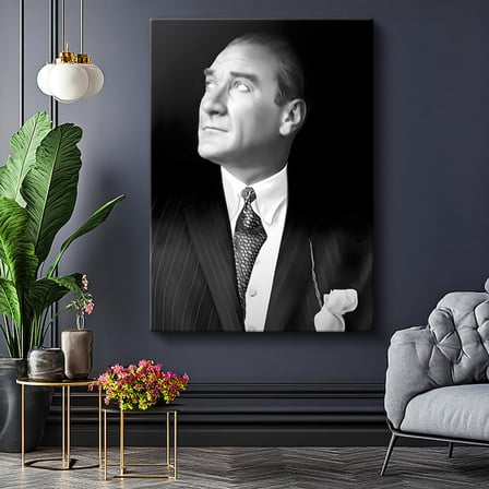 Dikey Kanvas Tablo Atatürk Desenli Kravat Atatürk Tablosu Ev Ofis Duvar Dekoru
