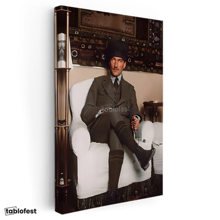 Dikey Kanvas Tablo Atatürk Koltukta Tesbih Detay Atatürk Tablosu Ev Ofis Duvar Dekoru