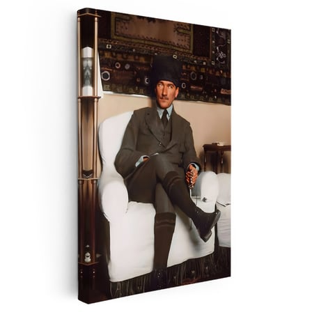 Dikey Kanvas Tablo Atatürk Koltukta Tesbih Detay Atatürk Tablosu Ev Ofis Duvar Dekoru