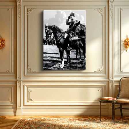 Dikey Kanvas Tablo Atatürk At Üstünde Selam Atatürk Tablosu Ev Ofis Duvar Dekoru