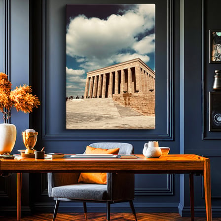 Dikey Kanvas Tablo Anıtkabir Bulutlu Gökyüzü Atatürk Tablosu Ev Ofis Duvar Dekoru