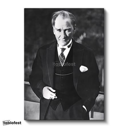 Dikey Kanvas Tablo Atatürk Yelekli Sivil Duruş Atatürk Tablosu Ev Ofis Duvar Dekoru