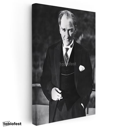 Dikey Kanvas Tablo Atatürk Yelekli Sivil Duruş Atatürk Tablosu Ev Ofis Duvar Dekoru
