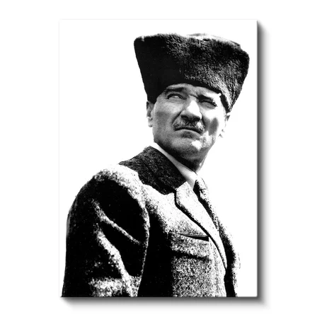 Dikey Kanvas Tablo Atatürk Kalpaklı Karizmatik Yüz Atatürk Tablosu Ev Ofis Duvar Dekoru