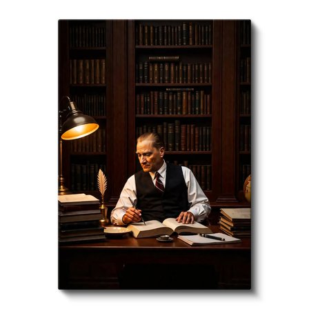Dikey Kanvas Tablo Atatürk Makam Çalışma Masası Atatürk Tablosu Ev Ofis Duvar Dekoru
