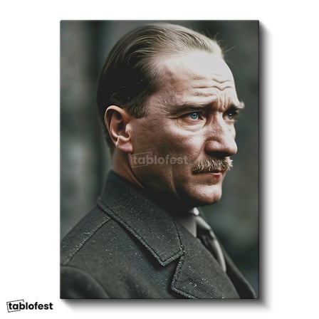 Dikey Kanvas Tablo Atatürk Asil Duruş Palto Atatürk Tablosu Ev Ofis Duvar Dekoru