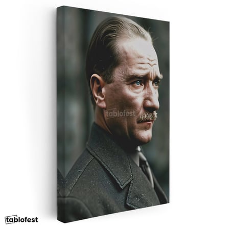 Dikey Kanvas Tablo Atatürk Asil Duruş Palto Atatürk Tablosu Ev Ofis Duvar Dekoru
