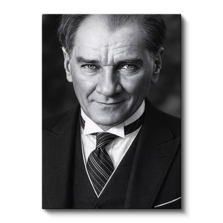Dikey Kanvas Tablo Atatürk Çizgili Kravat Klasik Giyim Atatürk Tablosu Ev Ofis Duvar Dekoru