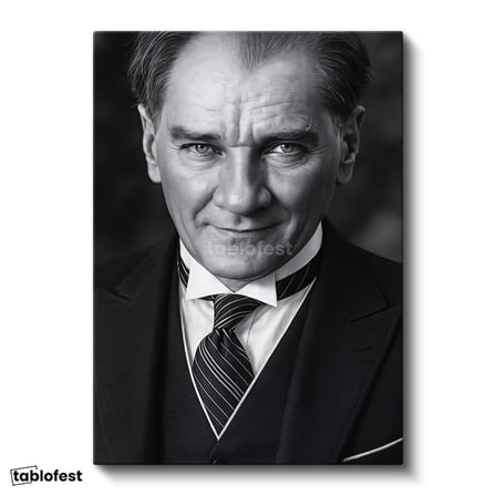 Dikey Kanvas Tablo Atatürk Çizgili Kravat Klasik Giyim Atatürk Tablosu Ev Ofis Duvar Dekoru