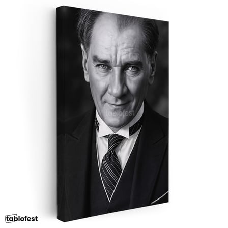 Dikey Kanvas Tablo Atatürk Çizgili Kravat Klasik Giyim Atatürk Tablosu Ev Ofis Duvar Dekoru