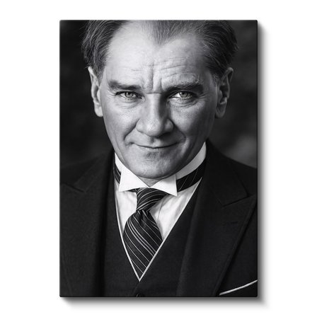 Dikey Kanvas Tablo Atatürk Çizgili Kravat Klasik Giyim Atatürk Tablosu Ev Ofis Duvar Dekoru