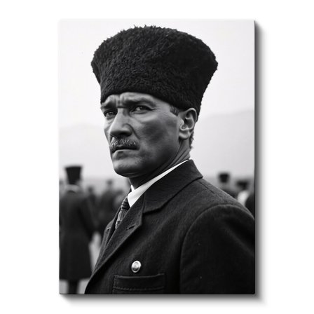 Dikey Kanvas Tablo Atatürk Kalpaklı Cephe Bakış Atatürk Tablosu Ev Ofis Duvar Dekoru