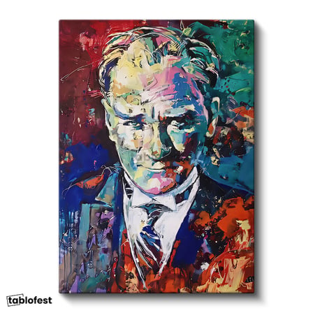 Dikey Kanvas Tablo Atatürk Modern Sanat Soyut Portre Atatürk Tablosu Ev Ofis Duvar Dekoru