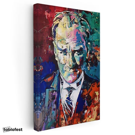 Dikey Kanvas Tablo Atatürk Modern Sanat Soyut Portre Atatürk Tablosu Ev Ofis Duvar Dekoru