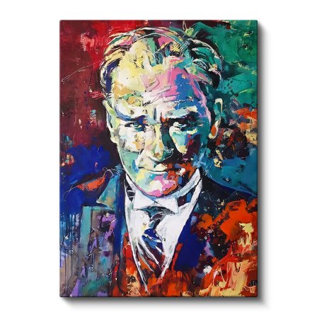 Dikey Kanvas Tablo Atatürk Modern Sanat Soyut Portre Atatürk Tablosu Ev Ofis Duvar Dekoru
