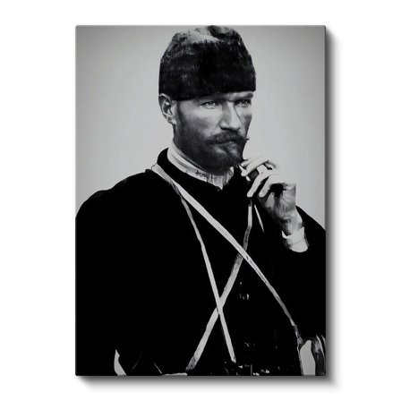 Dikey Kanvas Tablo Atatürk Sakallı Kalpaklı Nadir Portre Atatürk Tablosu Ev Ofis Duvar Dekoru