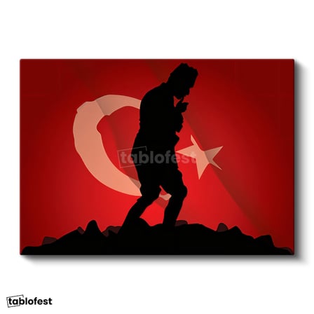 Yatay Kanvas Tablo Atatürk Kocatepe Grafik Silüet Atatürk Tablosu Ev Ofis Duvar Dekoru