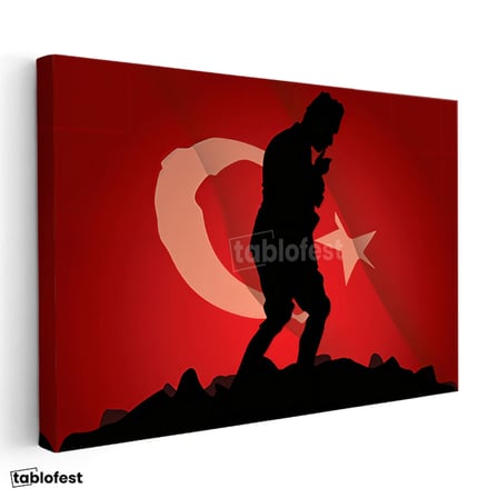 Yatay Kanvas Tablo Atatürk Kocatepe Grafik Silüet Atatürk Tablosu Ev Ofis Duvar Dekoru