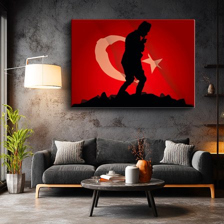 Yatay Kanvas Tablo Atatürk Kocatepe Grafik Silüet Atatürk Tablosu Ev Ofis Duvar Dekoru