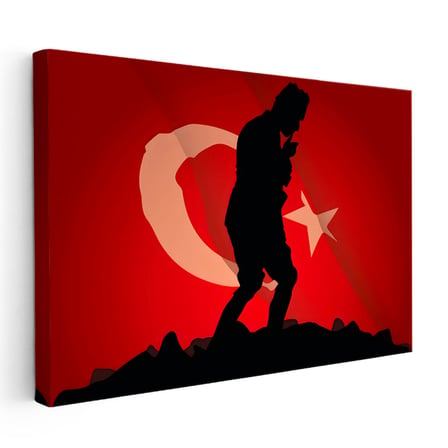 Yatay Kanvas Tablo Atatürk Kocatepe Grafik Silüet Atatürk Tablosu Ev Ofis Duvar Dekoru