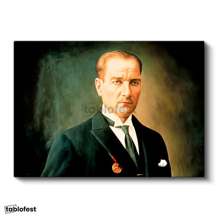 Yatay Kanvas Tablo Atatürk Madalyalı Resim Sanatı Atatürk Tablosu Ev Ofis Duvar Dekoru