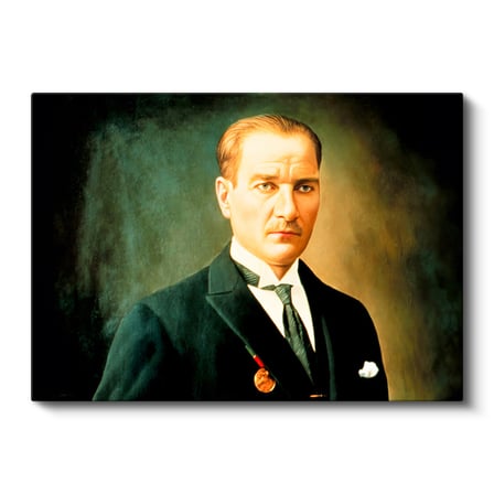 Yatay Kanvas Tablo Atatürk Madalyalı Resim Sanatı Atatürk Tablosu Ev Ofis Duvar Dekoru