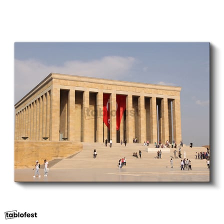 Yatay Kanvas Tablo Anıtkabir Kırmızı Bayrak Atatürk Tablosu Ev Ofis Duvar Dekoru