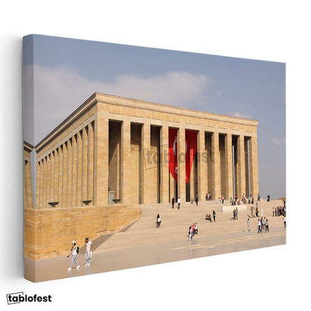 Yatay Kanvas Tablo Anıtkabir Kırmızı Bayrak Atatürk Tablosu Ev Ofis Duvar Dekoru