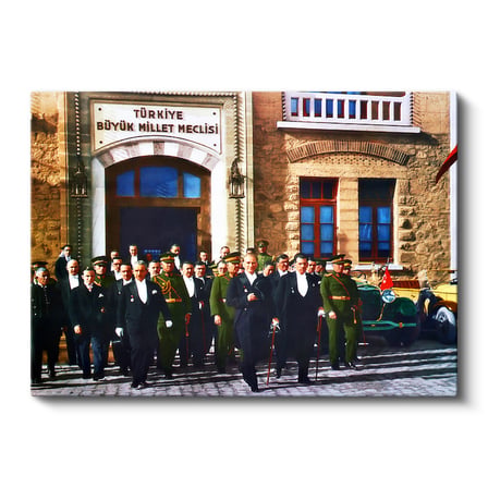 Yatay Kanvas Tablo Atatürk Ve Heyet Meclis Çıkışı Atatürk Tablosu Ev Ofis Duvar Dekoru