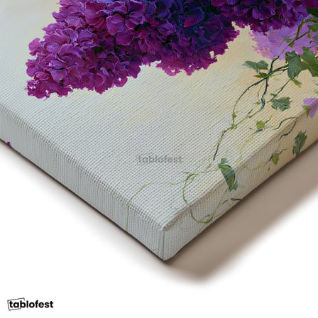 Yatay Panoramik Kanvas Tablo Mor Çiçekler Çiçek Tablosu Ev Ofis Duvar Dekoru