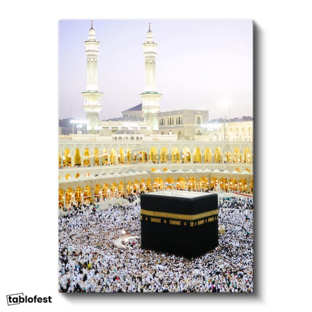 Dikey Kanvas Tablo Kabe Mescidi Haram Tavaf Alanı Dini İslami Tablo Ev Ofis Duvar Dekoru