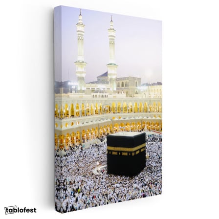 Dikey Kanvas Tablo Kabe Mescidi Haram Tavaf Alanı Dini İslami Tablo Ev Ofis Duvar Dekoru