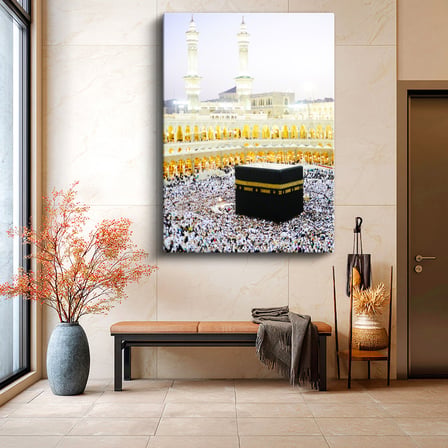 Dikey Kanvas Tablo Kabe Mescidi Haram Tavaf Alanı Dini İslami Tablo Ev Ofis Duvar Dekoru