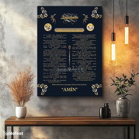 Dikey Kanvas Tablo Türkçe Mealli Kişisel Gelişim Ayetleri Dini İslami Tablo Ev Ofis Duvar Dekoru